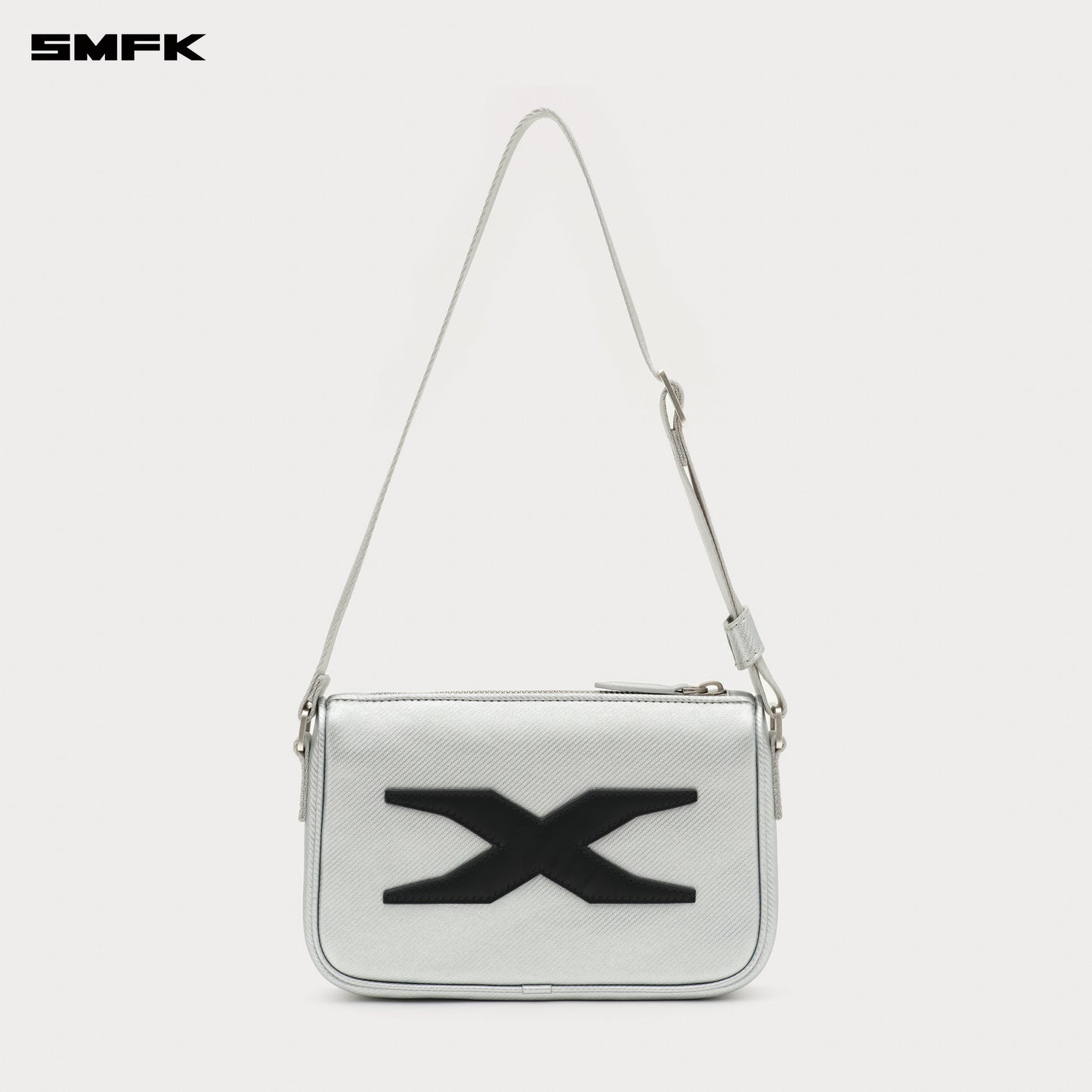 COMPASS BADGE Leather Shoulder Bag (Small) Cosmic Silver
