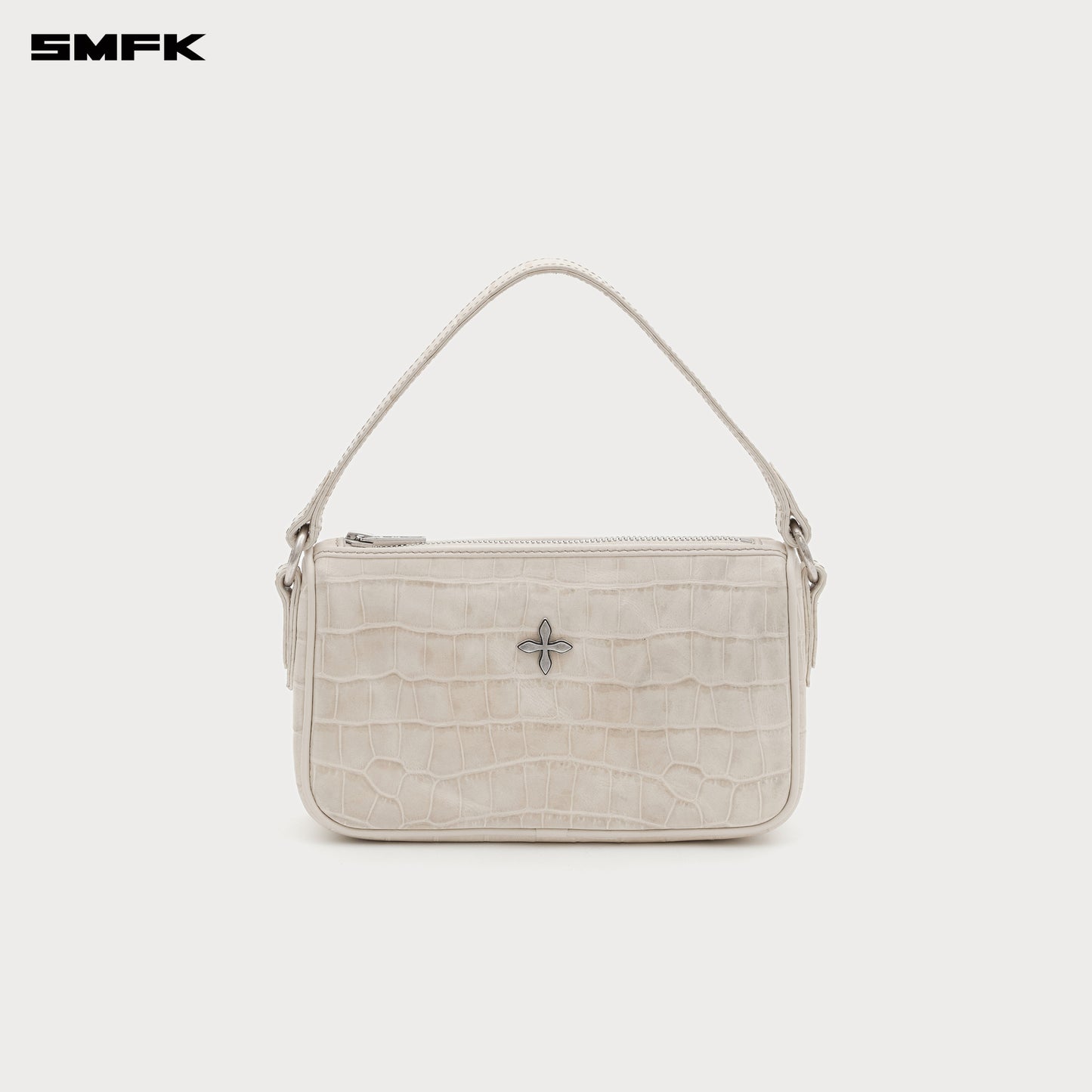 COMPASS BADGE HOLDER Leather Bag (Small) Ivory Crocodile