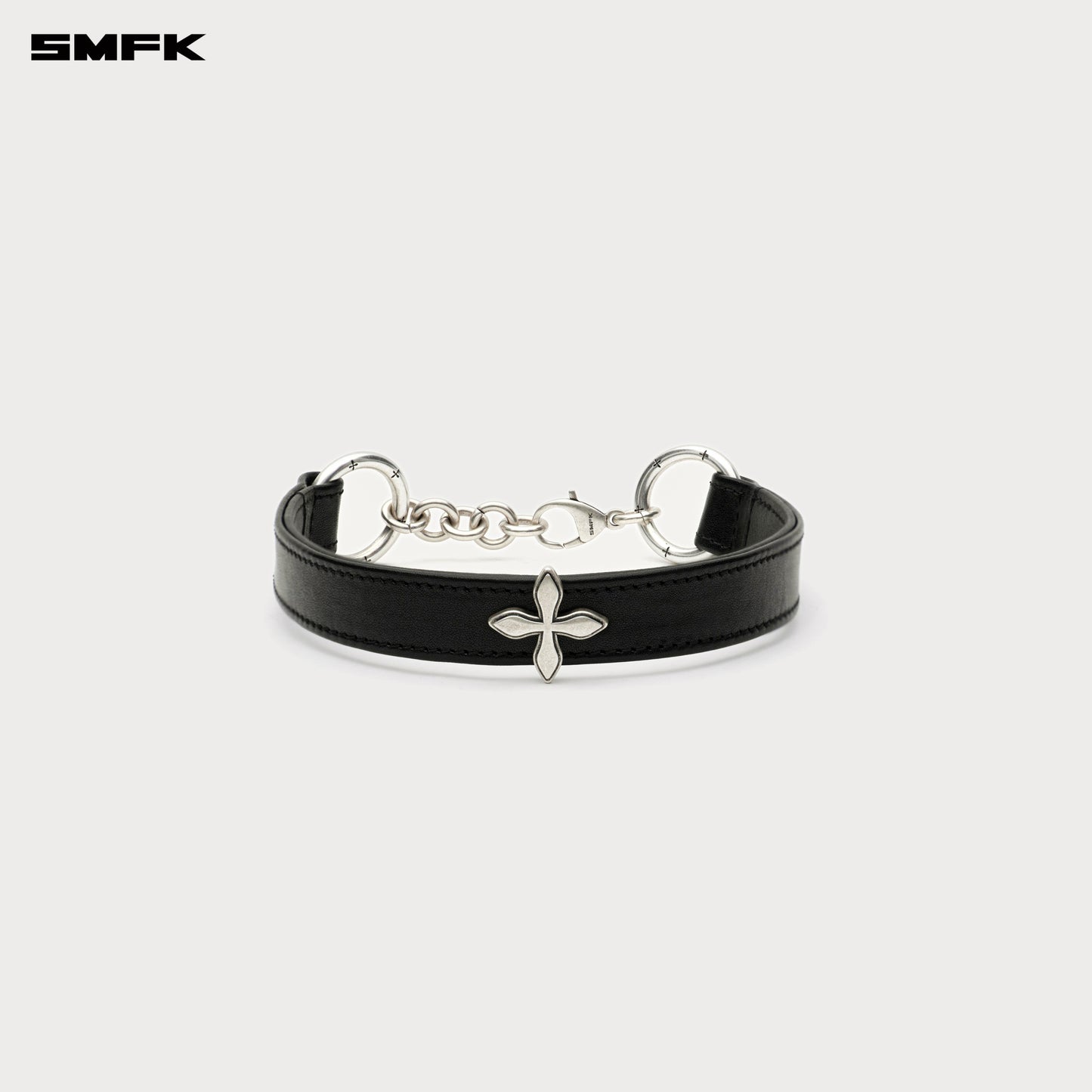 COMPASS RIVET Leather Thick Choker Ebony Silver BLT02B2