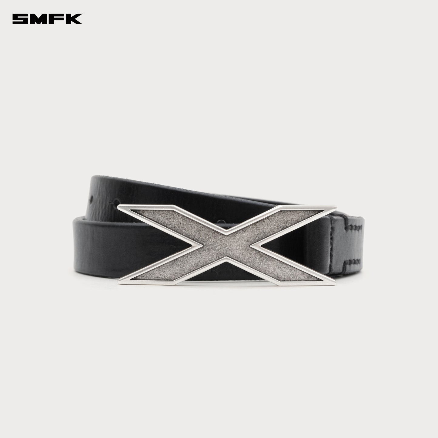 COMPASS X Handmade Leather Belt Ebony Silver BLT13B2