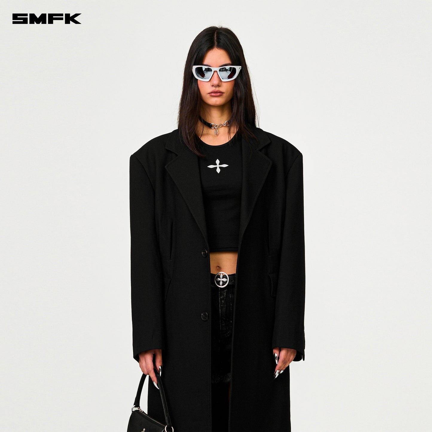COMPASS DESIGNER Midnight Trench Coat Wilderness Black