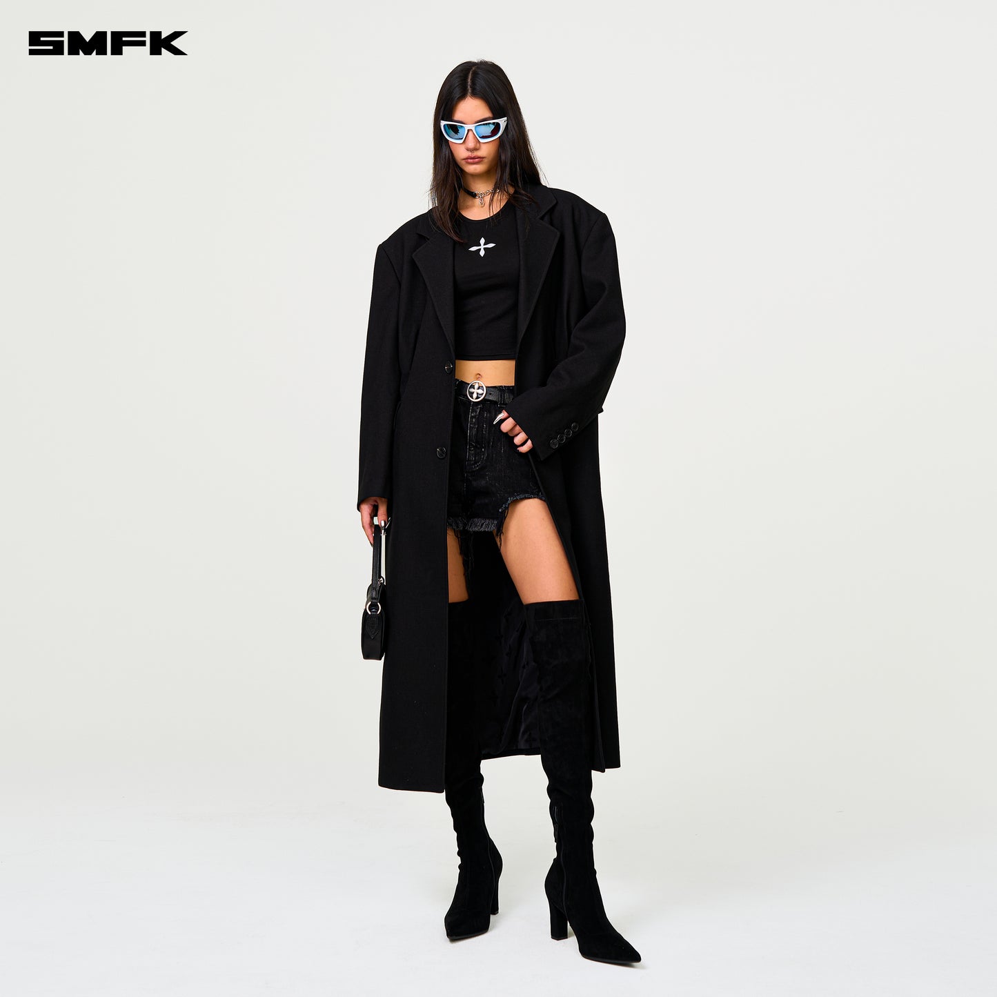 COMPASS DESIGNER Midnight Trench Coat Wilderness Black