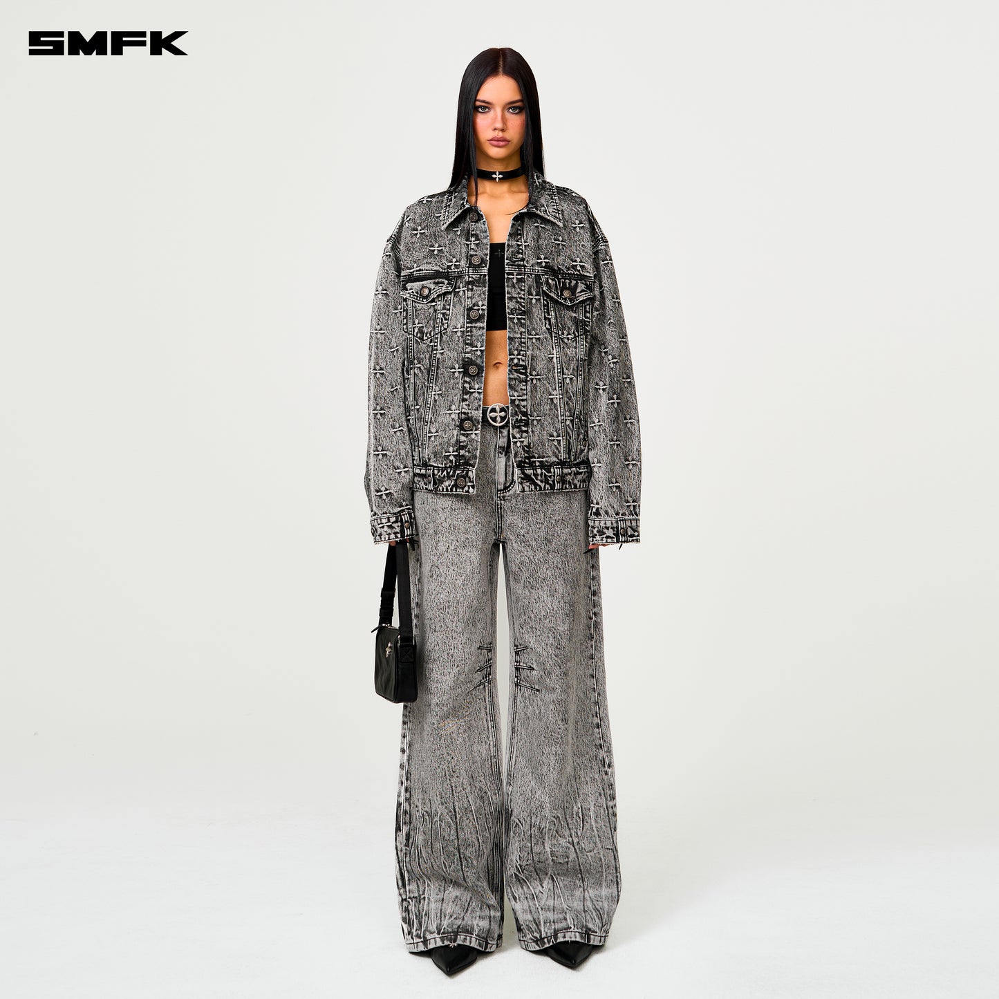 COMPASS STORM Garden Oversized Denim Jacket Storm Garden (Gray)