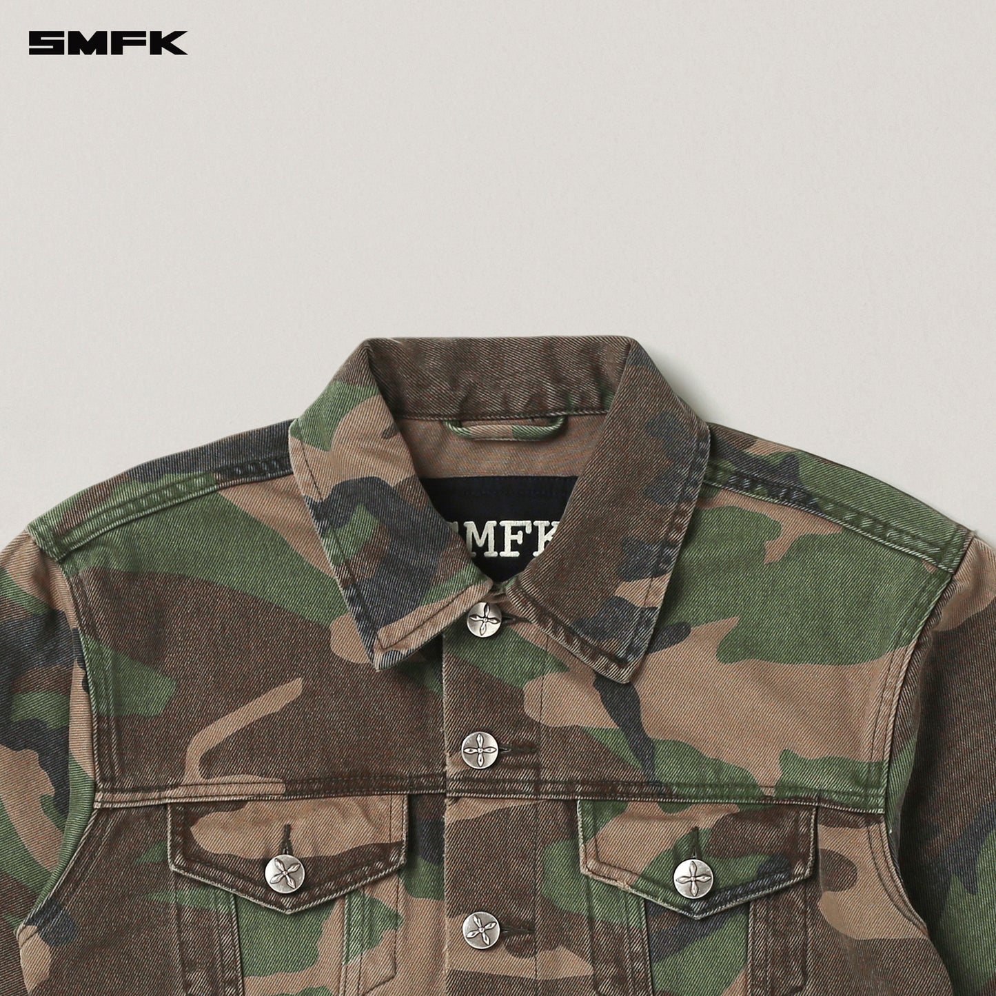 COMPASS PERMANENT SLIM DENIM JACKET Army Green Camouflage