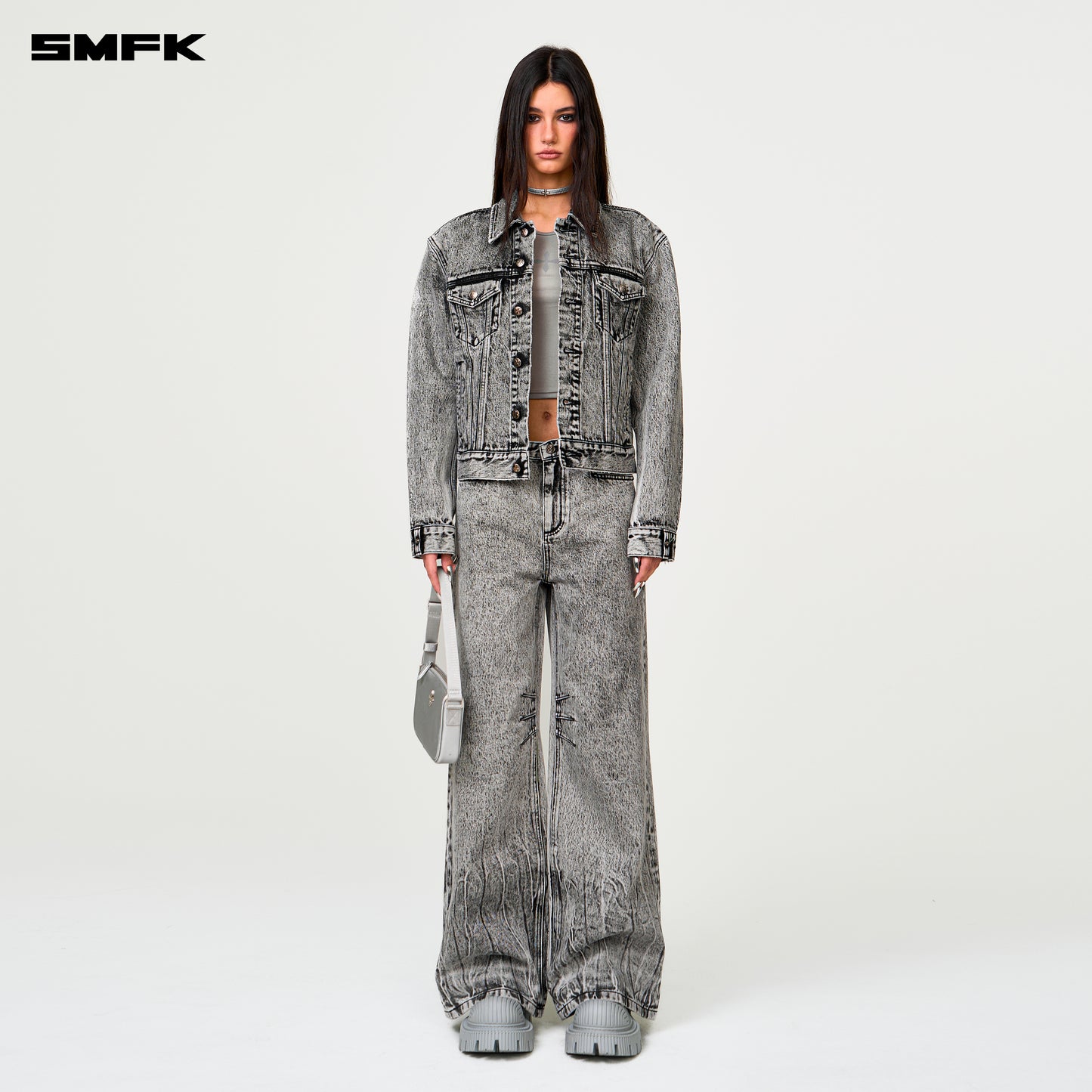COMPASS PERMANENT Denim Jacket Ash Gray