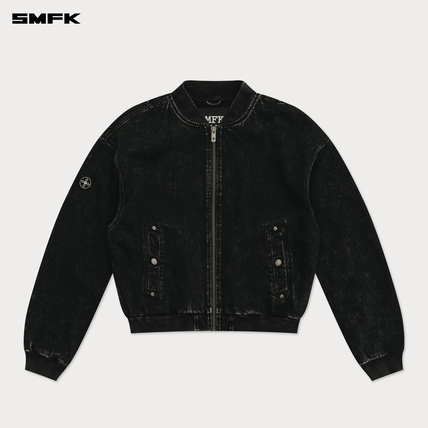 COMPASS Classic Oversizedd Baseball Jacket Onyx Denim