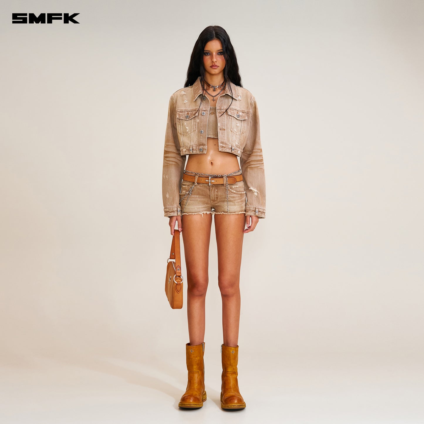 RAGE WILD ORIGIN Denim Short Jacket (HANDCRAFTED) Wild Cowboy Brown