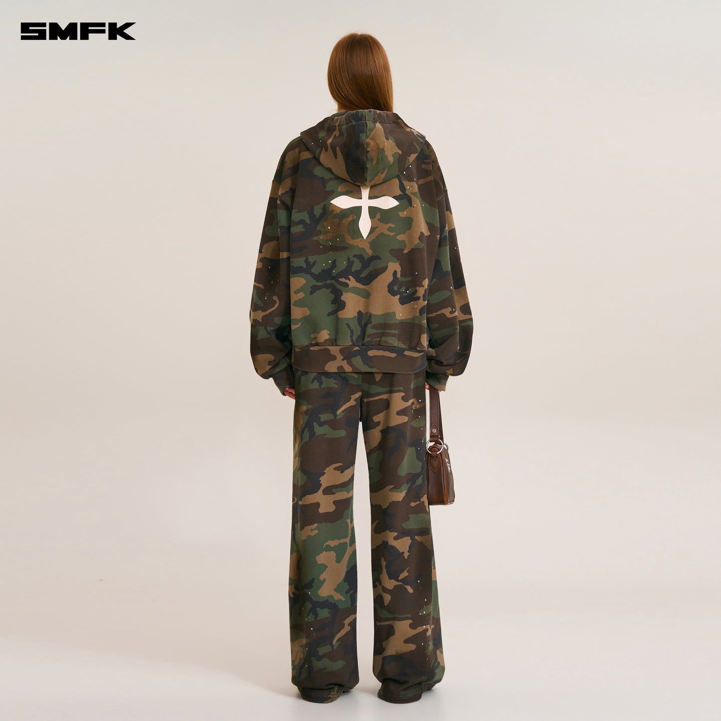 COMPASS MODE CAMO LOOSE ZIP HOODIE Army Green Camouflage
