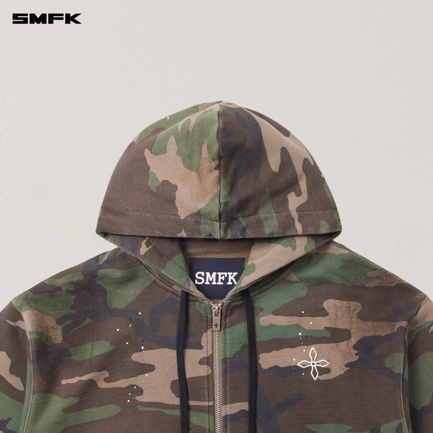 COMPASS MODE CAMO LOOSE ZIP HOODIE Army Green Camouflage