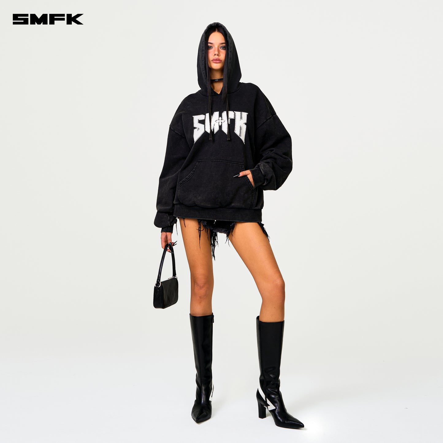 COMPASS Metal Rock Oversized Hoodie Wilderness Black