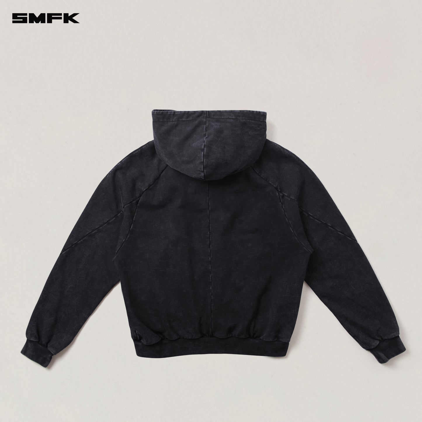 VINTAGE-SAVAGE LOOSE SPORTS ZIP HOODIE/FADE DYE Wilderness Black