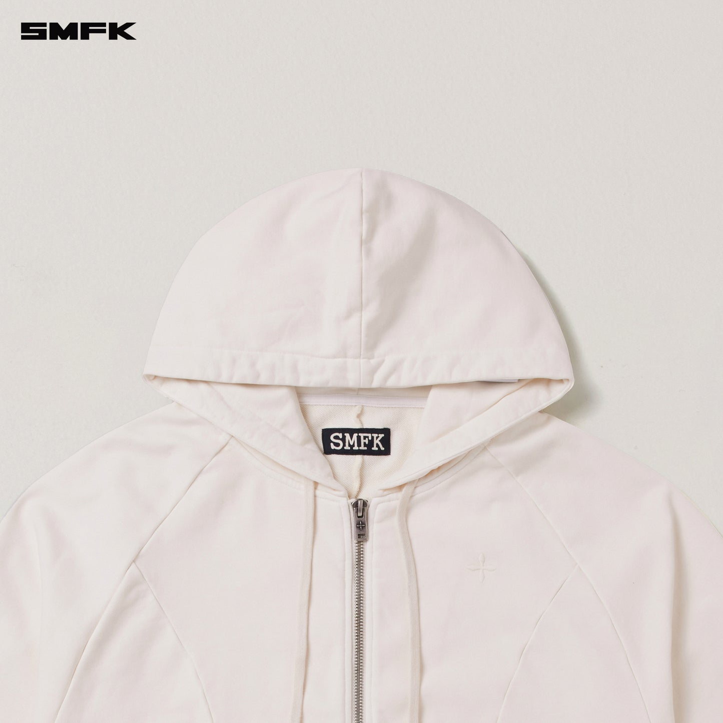 VINTAGE-SAVAGE LOOSE SPORTS ZIP HOODIE/FADE DYE Alpine White