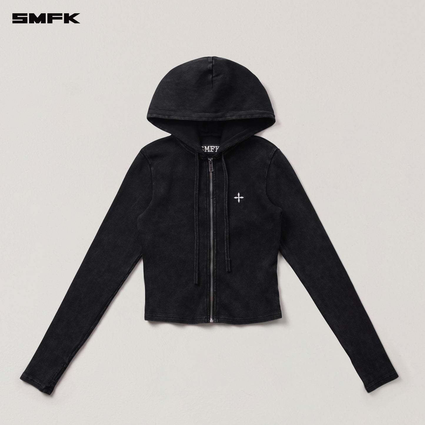 VINTAGE-SAVAGE SLIM SPORTS ZIP HOODIE/FADE DYE Vanish Black