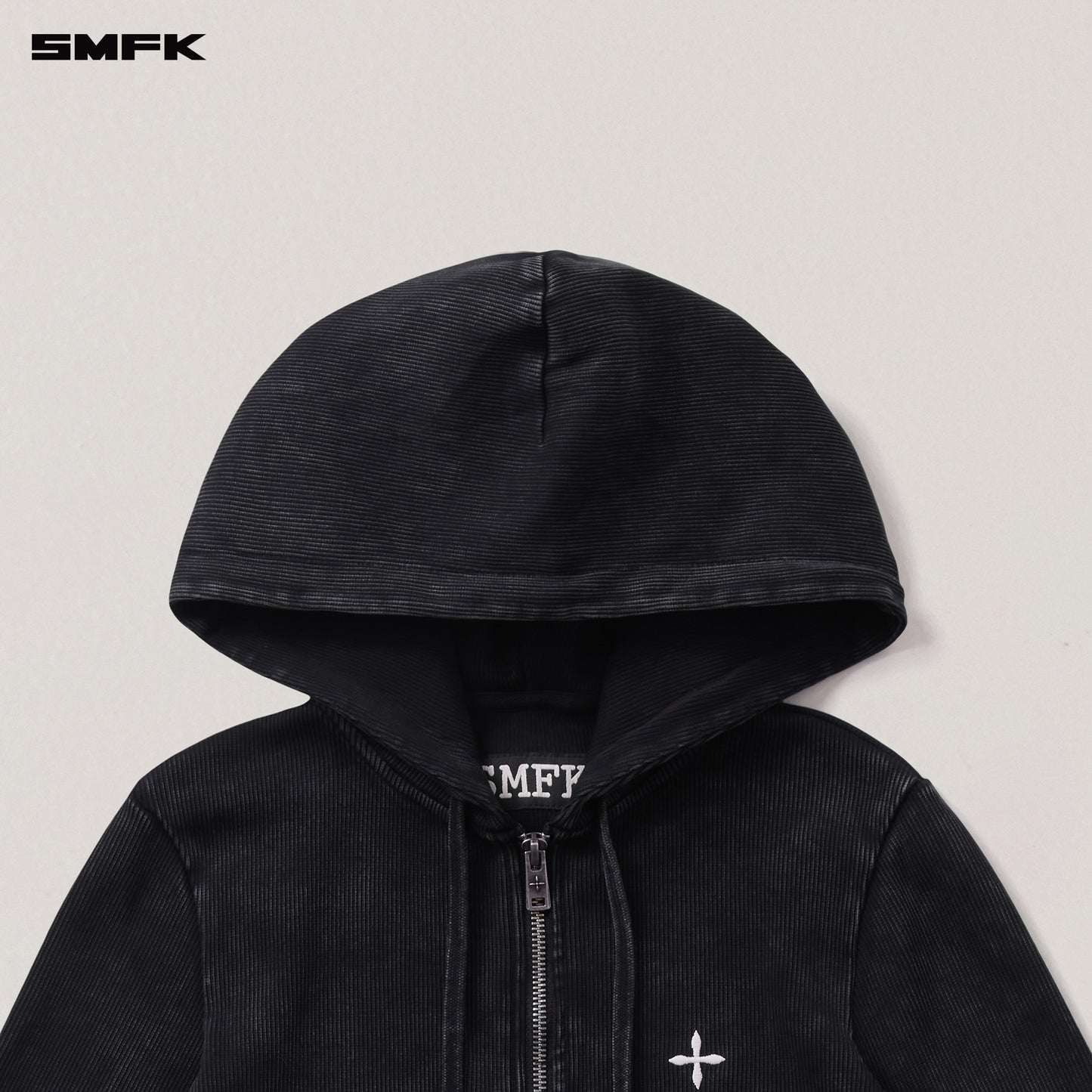 VINTAGE-SAVAGE SLIM SPORTS ZIP HOODIE/FADE DYE Vanish Black