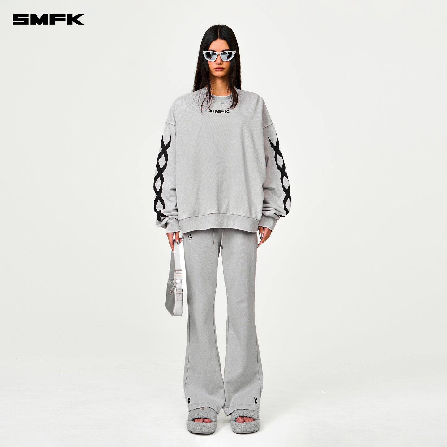 FUTURE DNA Chain Racing Oversized Sweatshirt Ash Gray