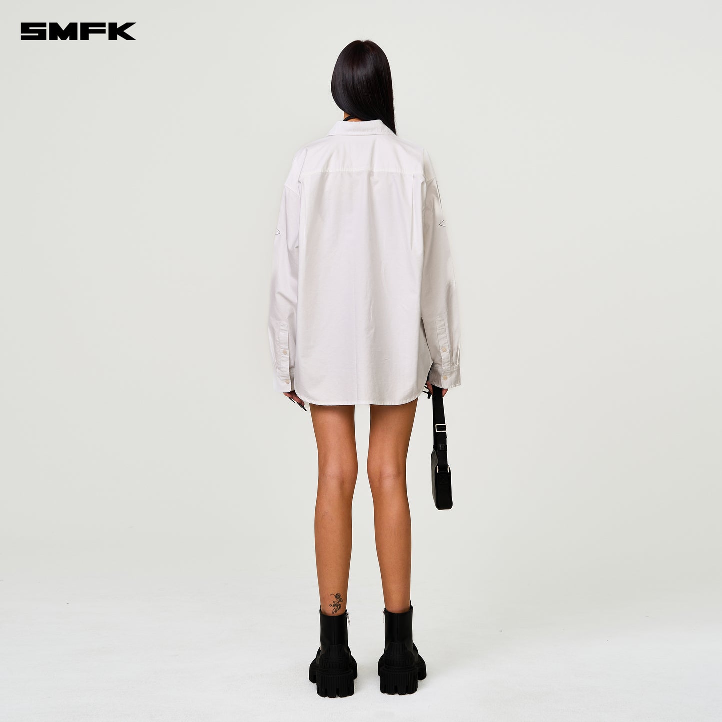 COMPASS DESIGNER Oversized Shirt Alpine White