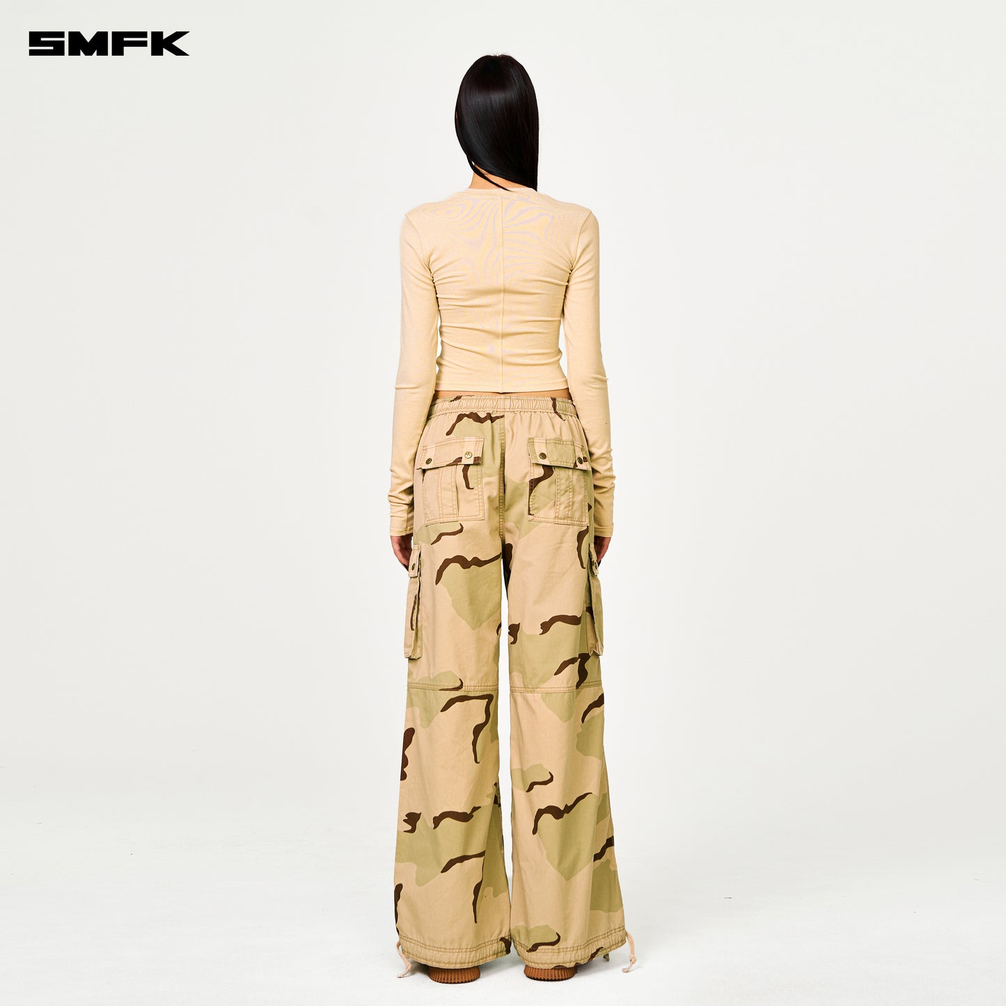 COMPASS RUSH Slim-fit Long-sleeved Top Linen Beige