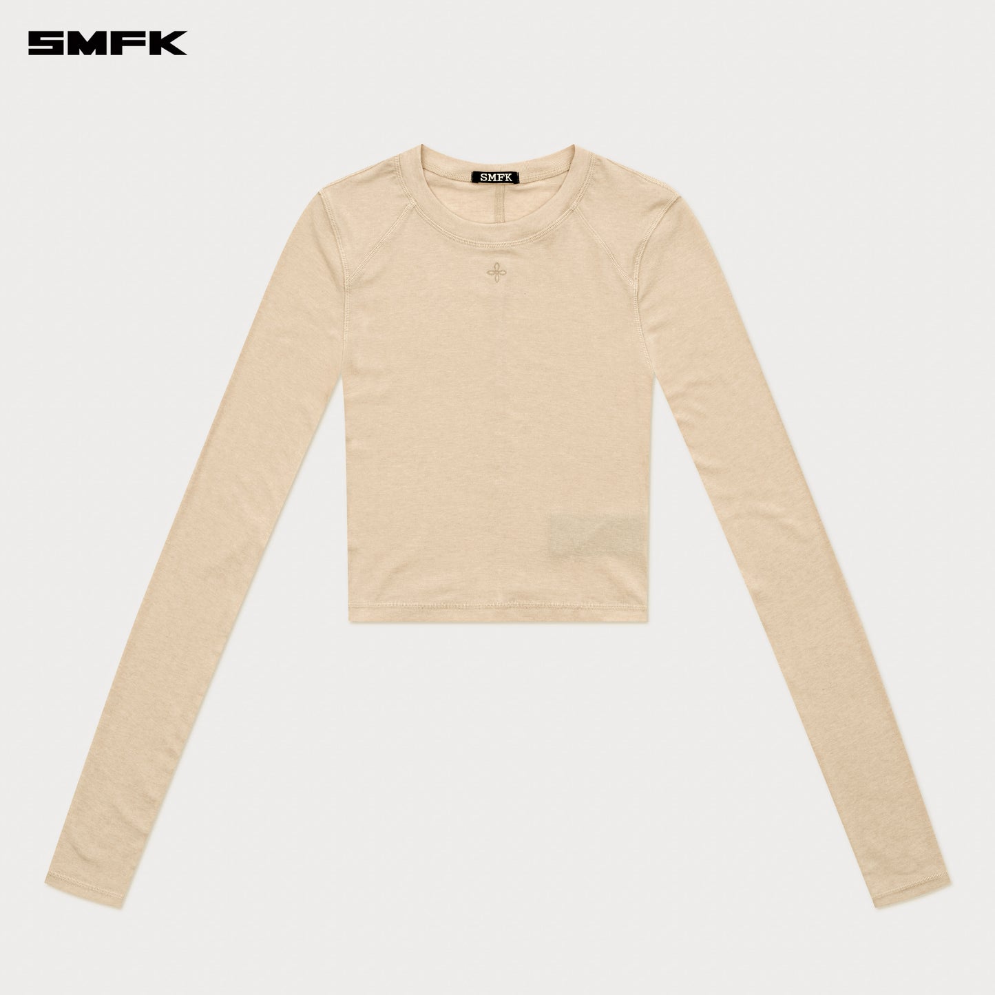 COMPASS RUSH Slim-fit Long-sleeved Top Linen Beige