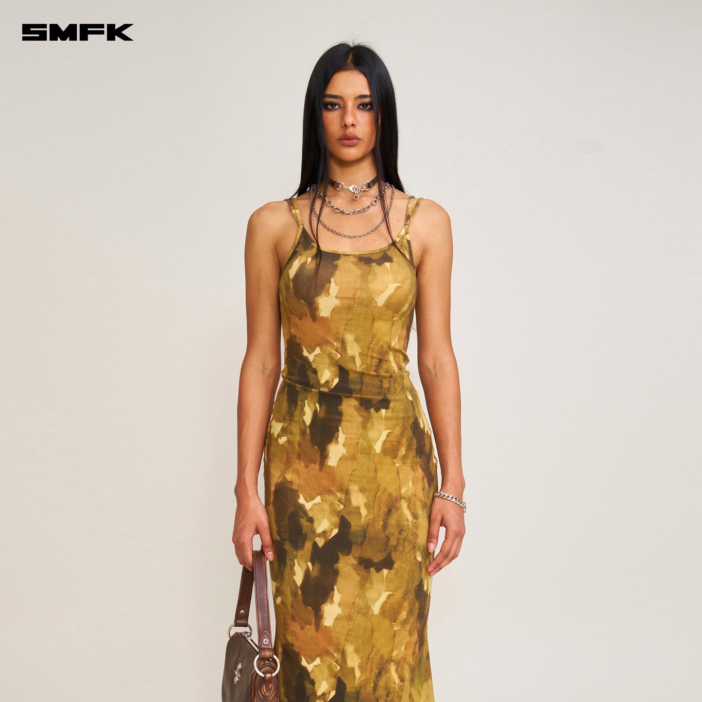 VINTAGE HURRICANE Fade Long Dress Chinese Ink Camouflage