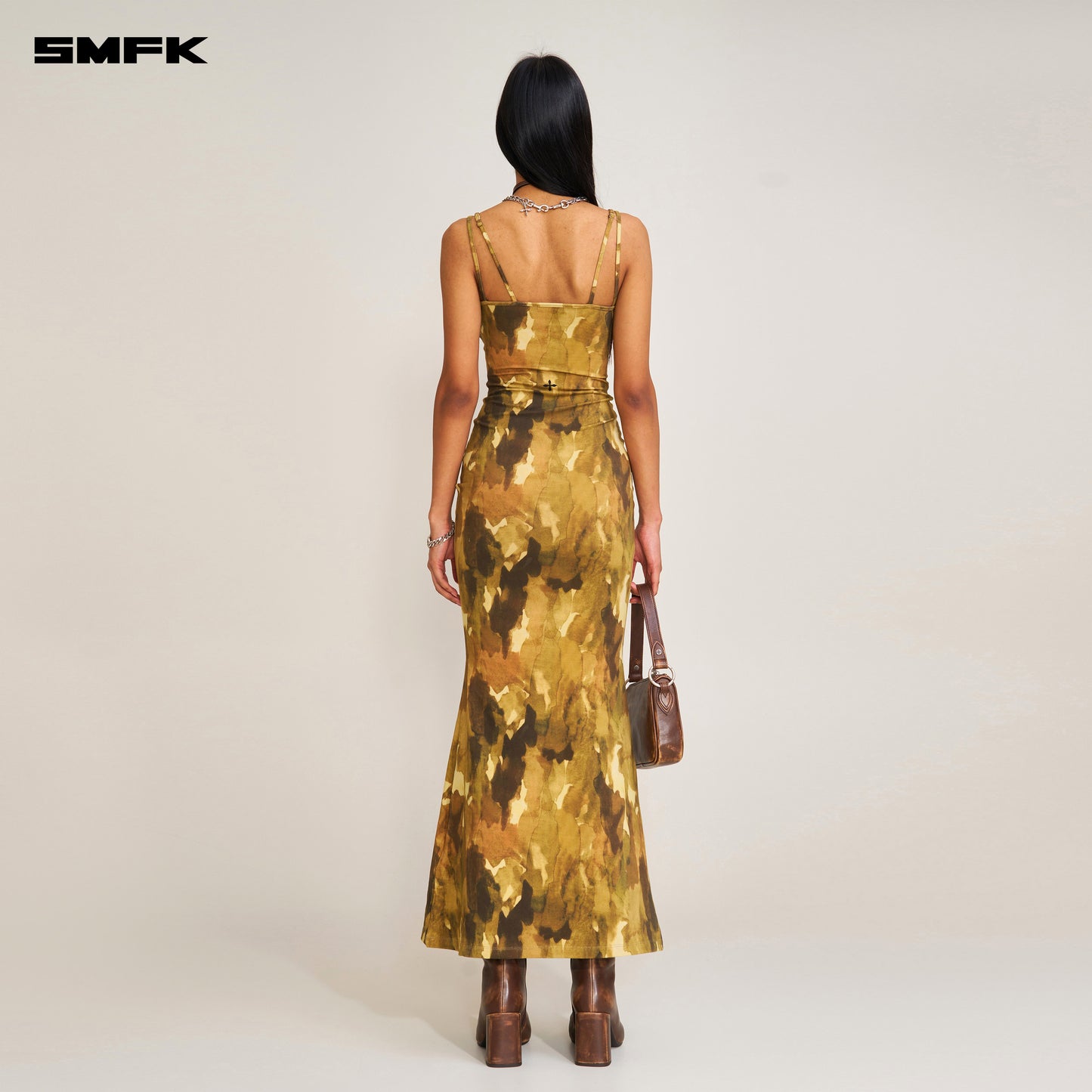VINTAGE HURRICANE Fade Long Dress Chinese Ink Camouflage
