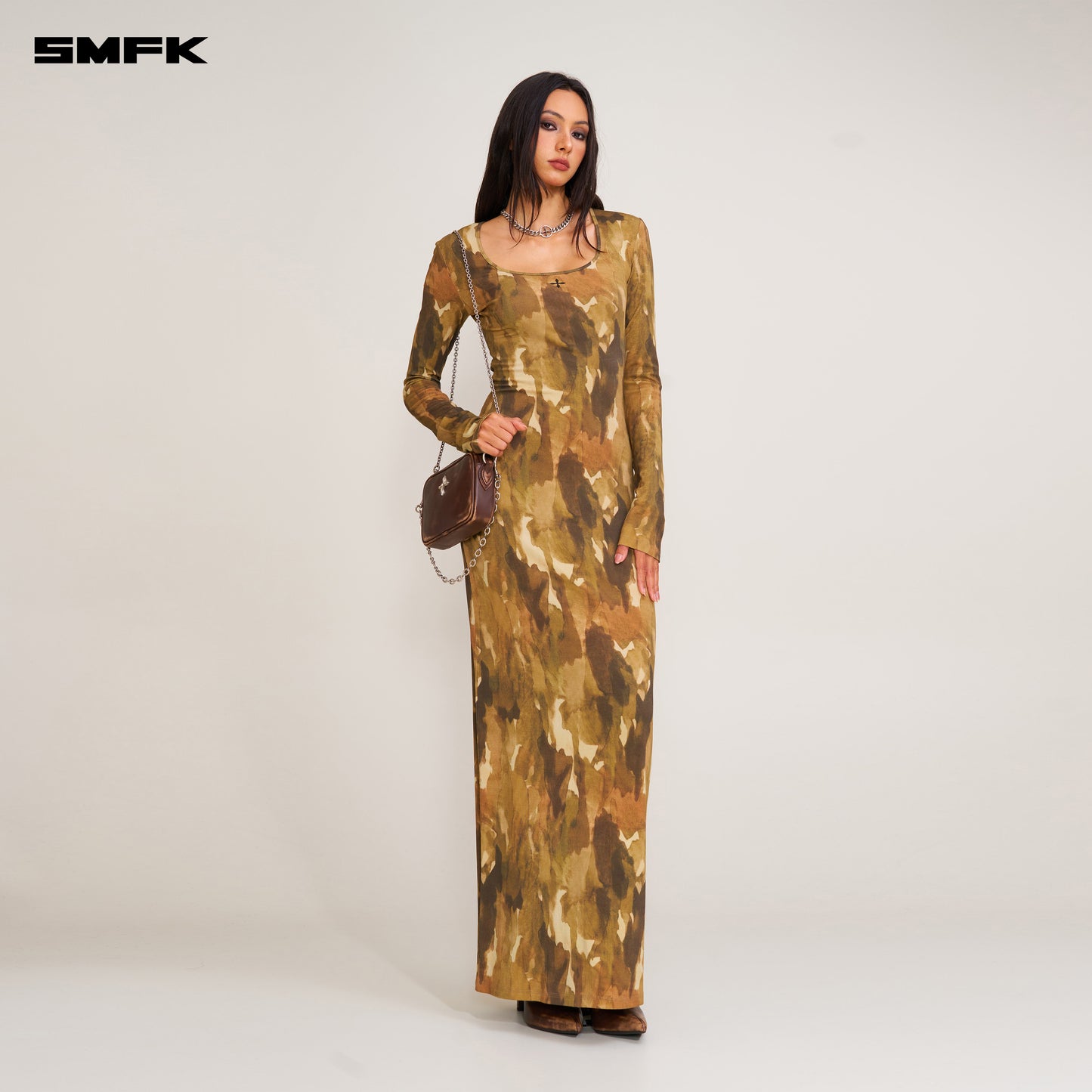 VINTAGE HURRICANE Silk Fade Body Dress Chinese Ink Camouflage