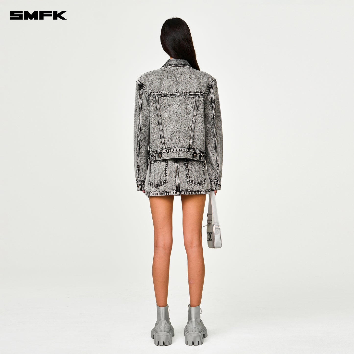 COMPASS Classic Cut-Off Denim Skirt Ash Gray