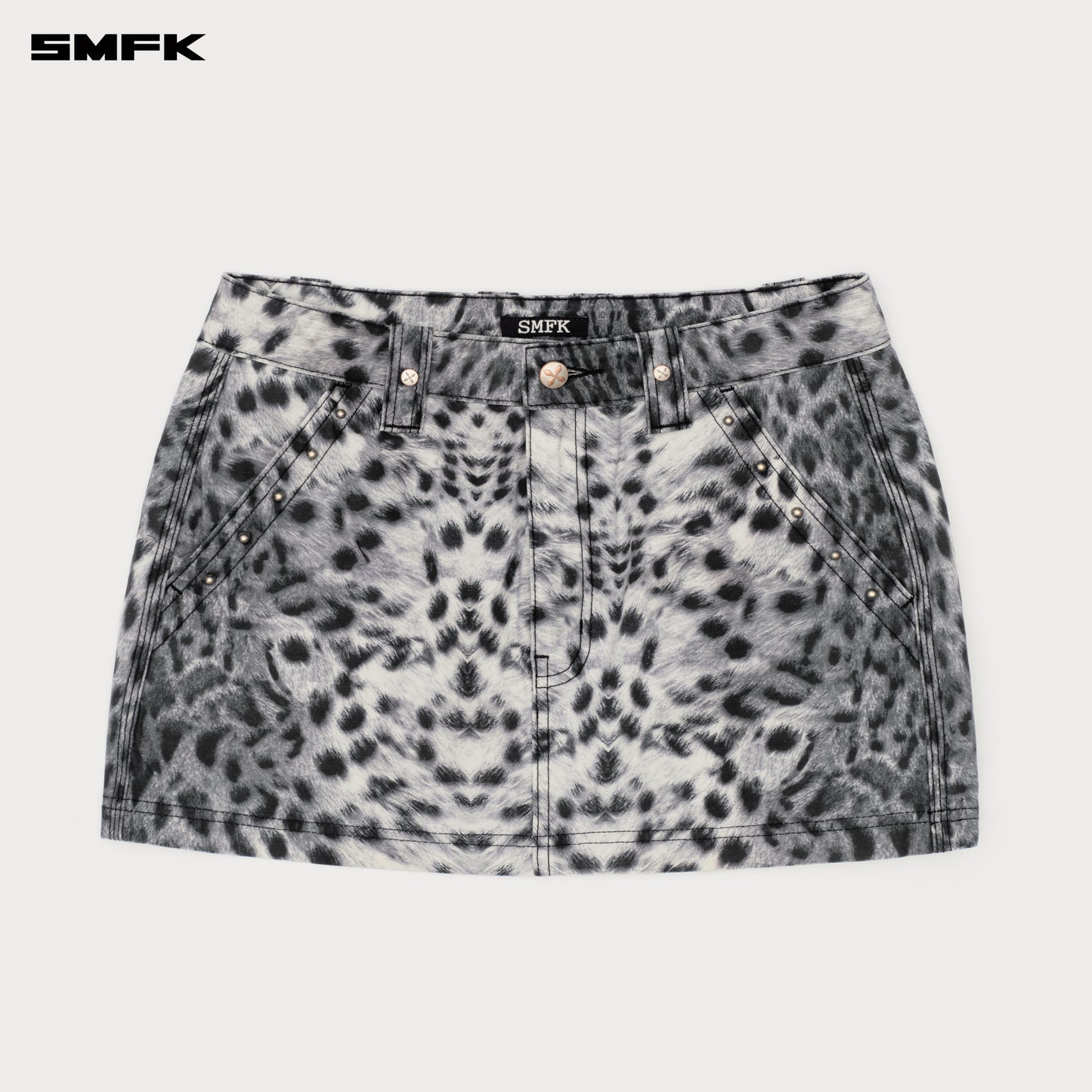 COMPASS WILD Leopard Print Cargo Skirt Snow Leopard