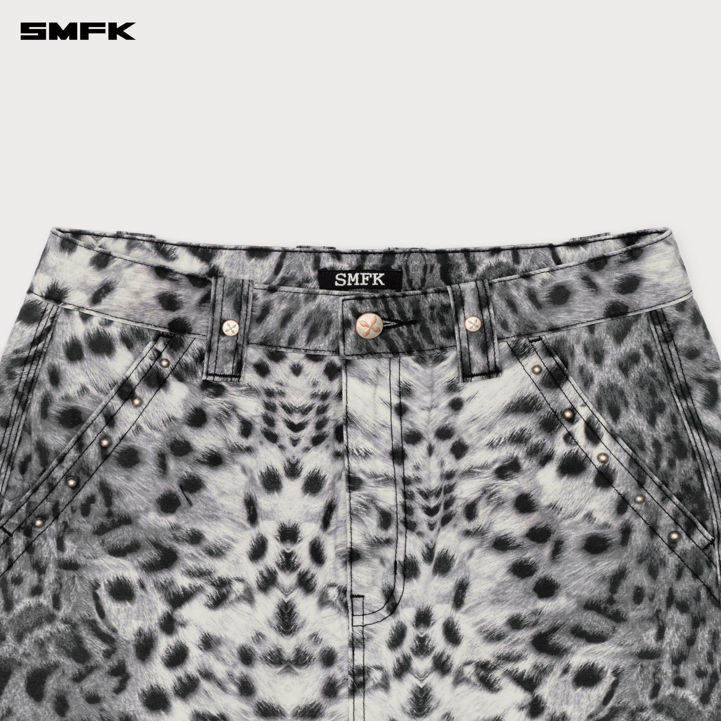 COMPASS WILD Leopard Print Cargo Skirt Snow Leopard