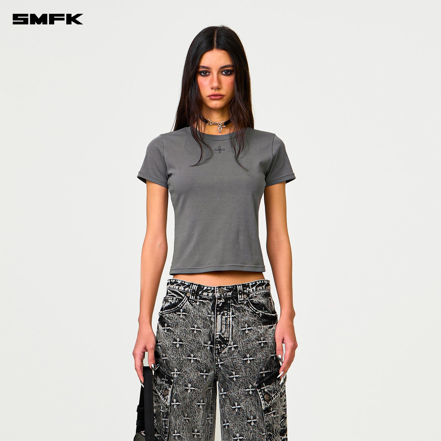 COMPASS Classic Chain Slim-fit Sports Tee Concrete Gray