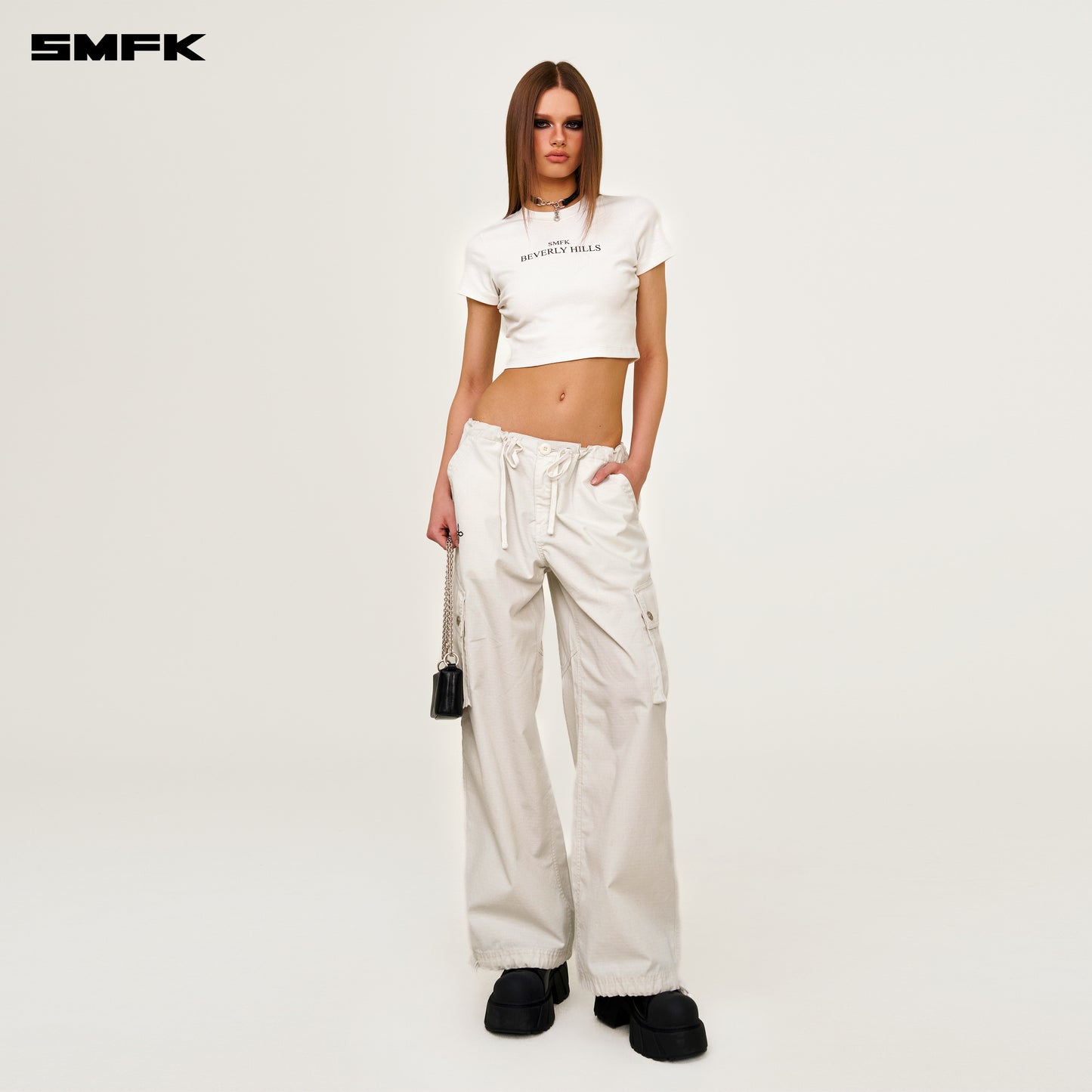 FUTURE MIRAGE Classic Parachute Pants Alpine White