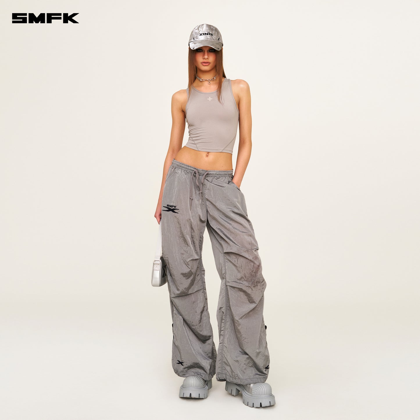 FUTURE MIRAGE Interstellar Wide-Leg Sweatpants Stormy Gray