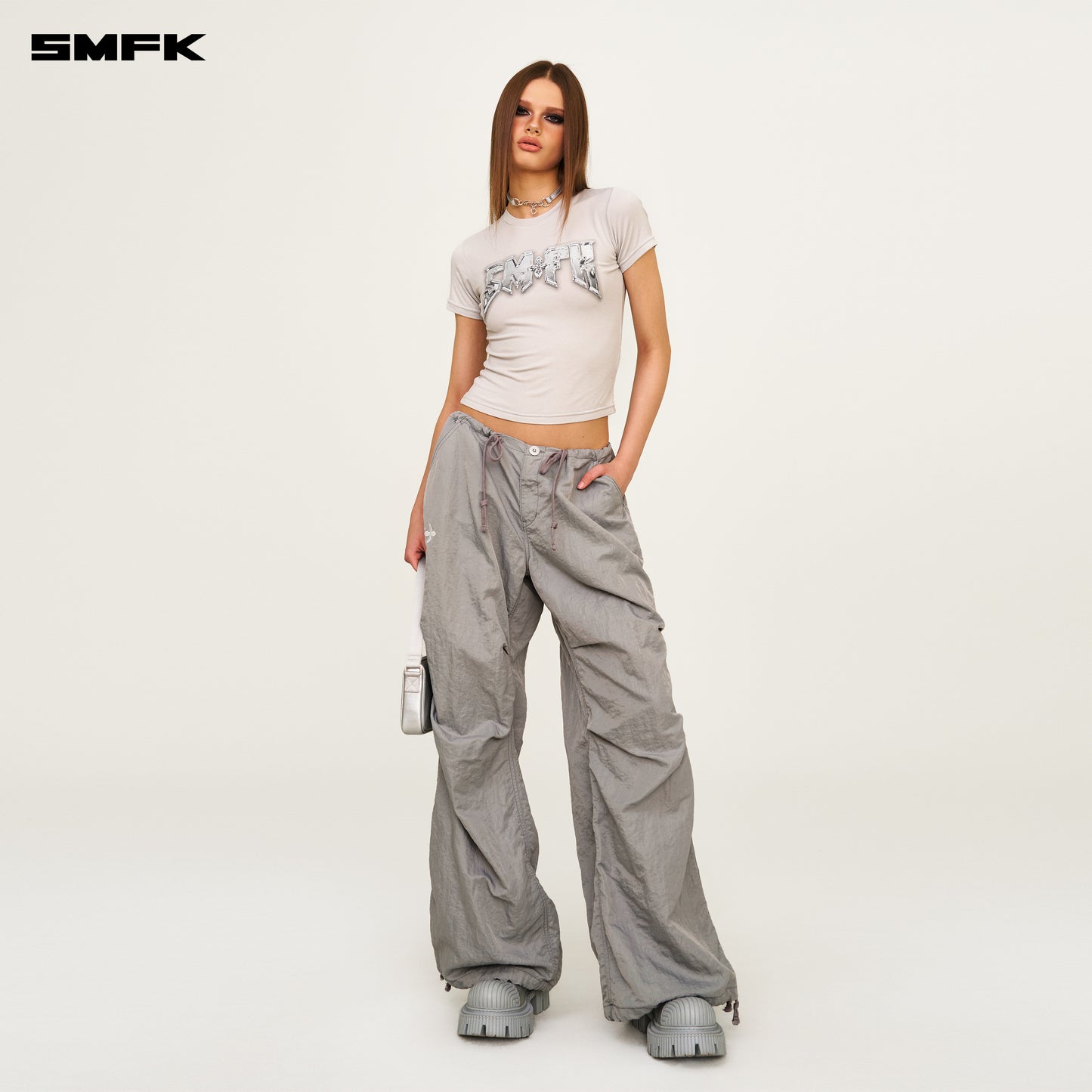 FUTURE STORM Outdoor Wide-Leg Cargo Pants Ash Gray