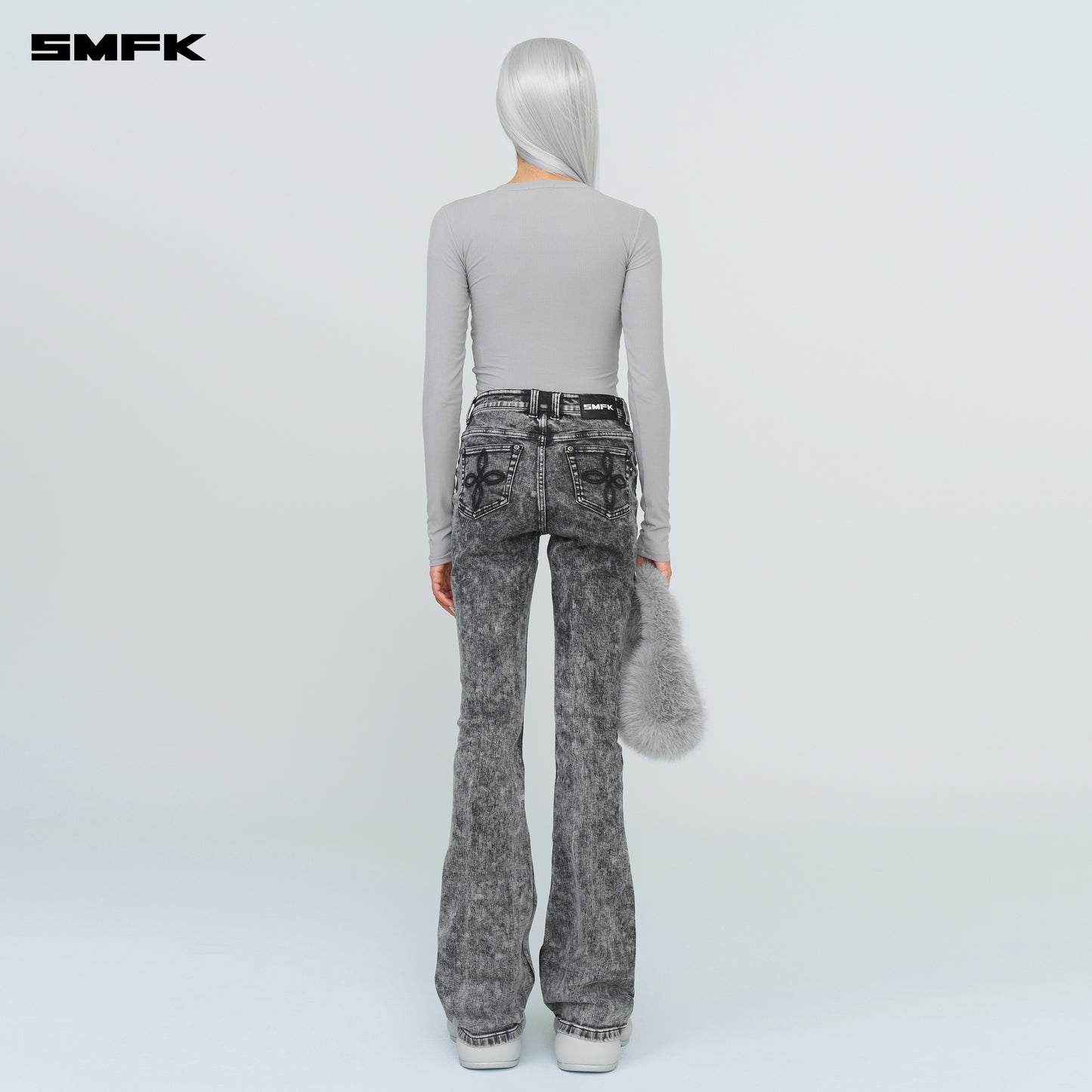 FUTURE MIRAGE Snowflake Flared Jeans Ash Gray