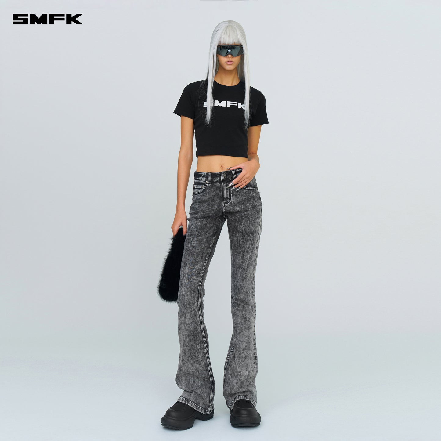 FUTURE MIRAGE Snowflake Flared Jeans Ash Gray