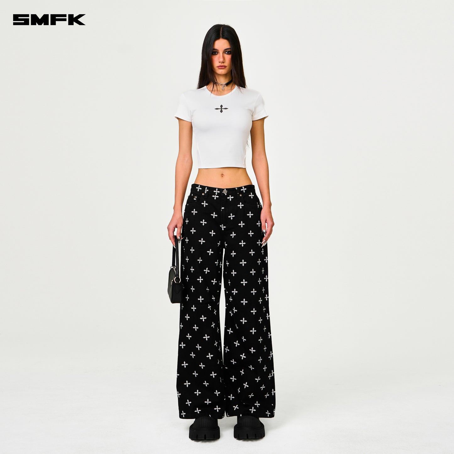 COMPASS Black Garden Classic Wide-Leg Jeans Midnight Garden