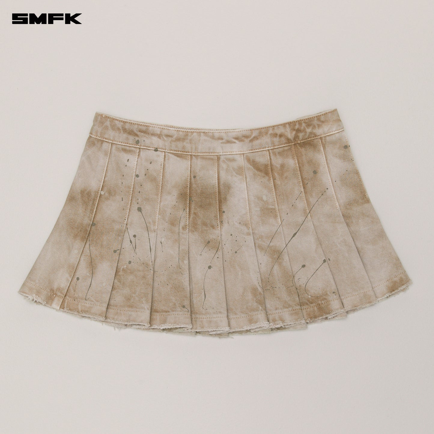 RAGE WILD Denim Pleated Skirt Wild Brown