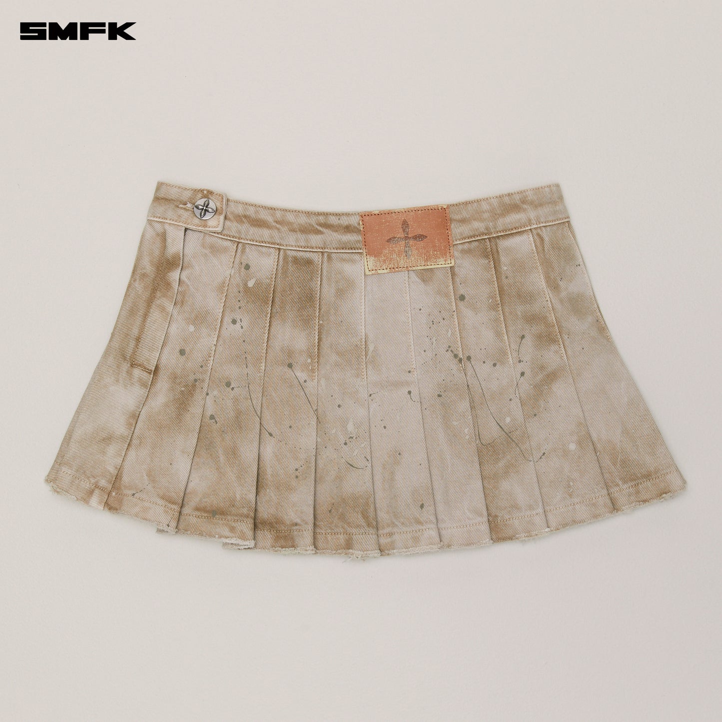 RAGE WILD Denim Pleated Skirt Wild Brown