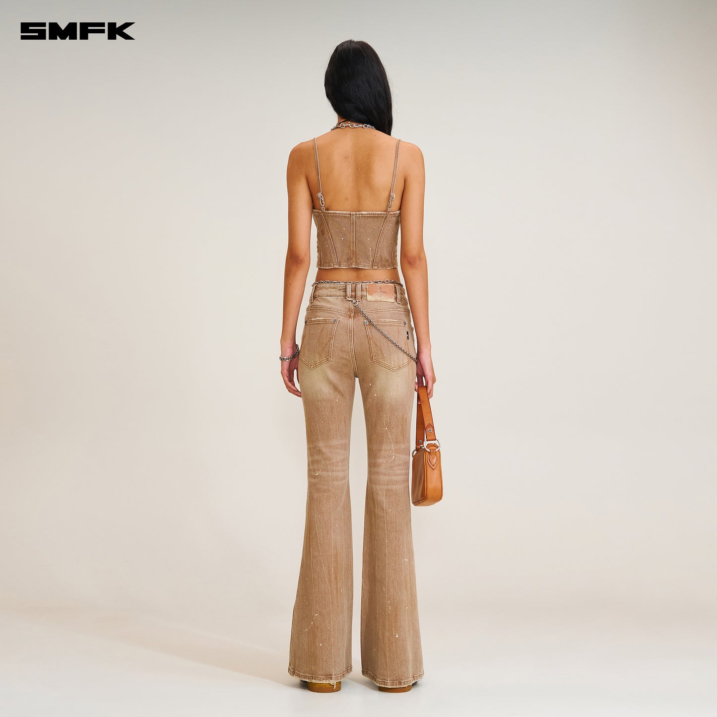RAGE WILD HURRICANE FANTASY Handcraft Flared Denim Pants Wild Cowboy Brown