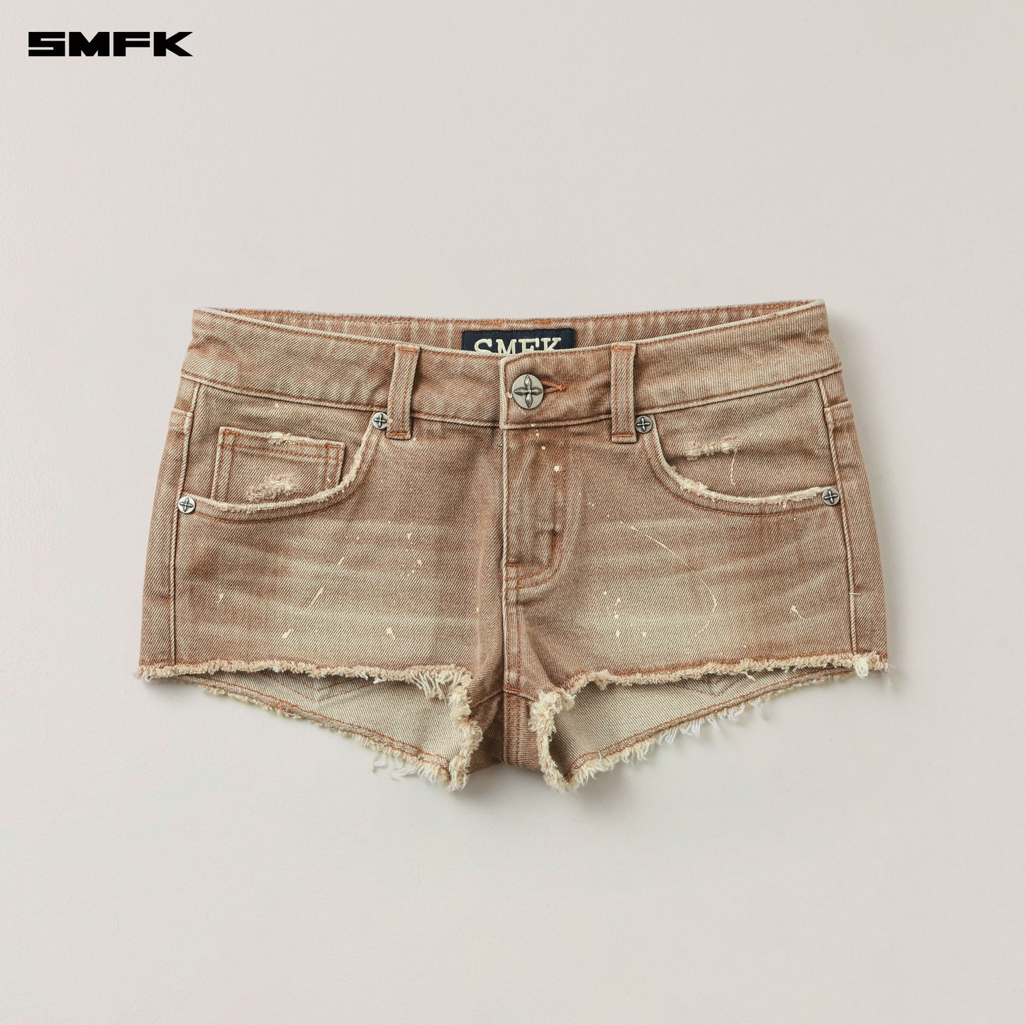 RAGE WILD ORIGIN Handcraft Denim Bikini Shorts Wild Cowboy Brown