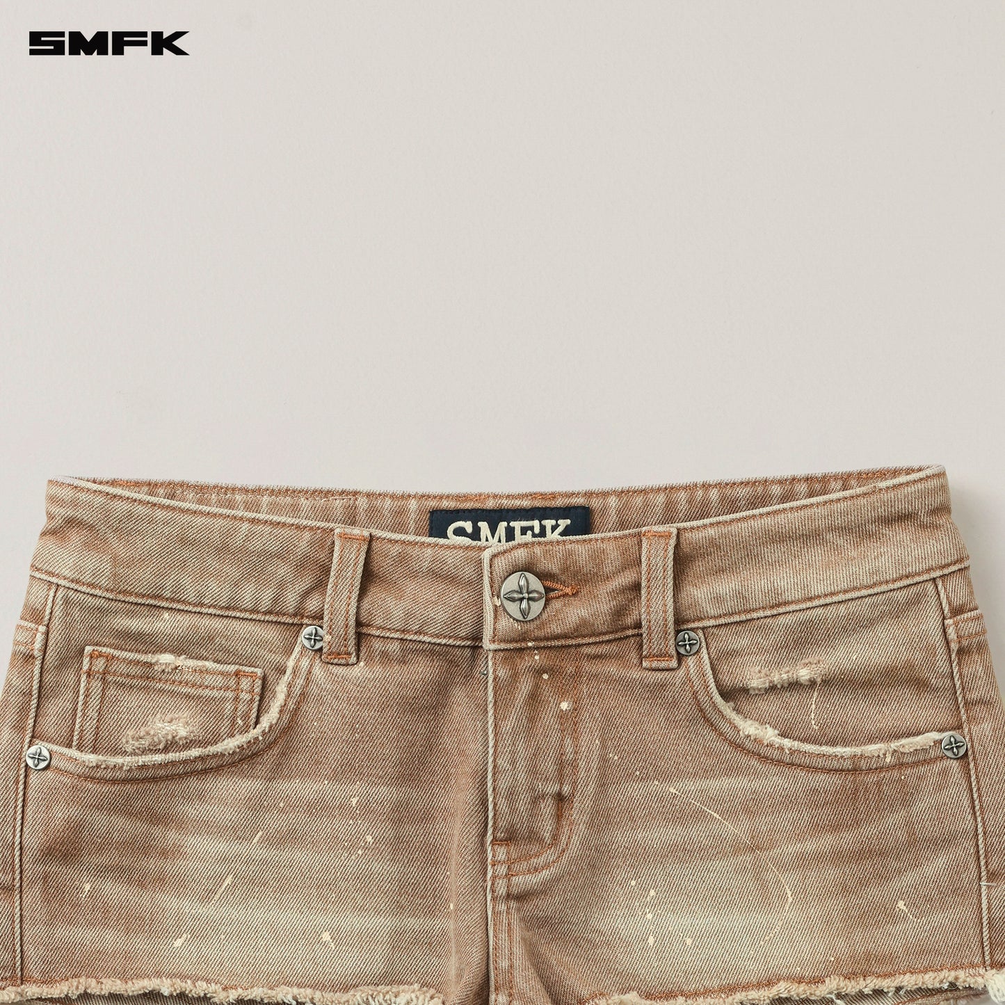 RAGE WILD ORIGIN Handcraft Denim Bikini Shorts Wild Cowboy Brown