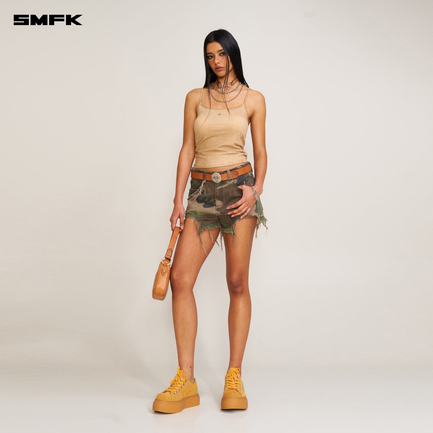 COMPASS WILD Denim Shorts Army Green Camouflage