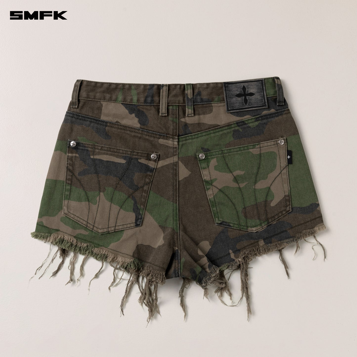 COMPASS WILD Denim Shorts Army Green Camouflage