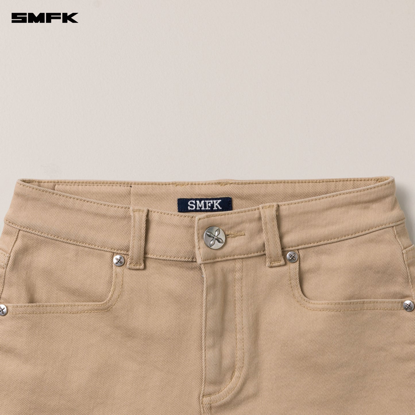 COMPASS DANCER Denim Flat Shorts Sandy Khaki