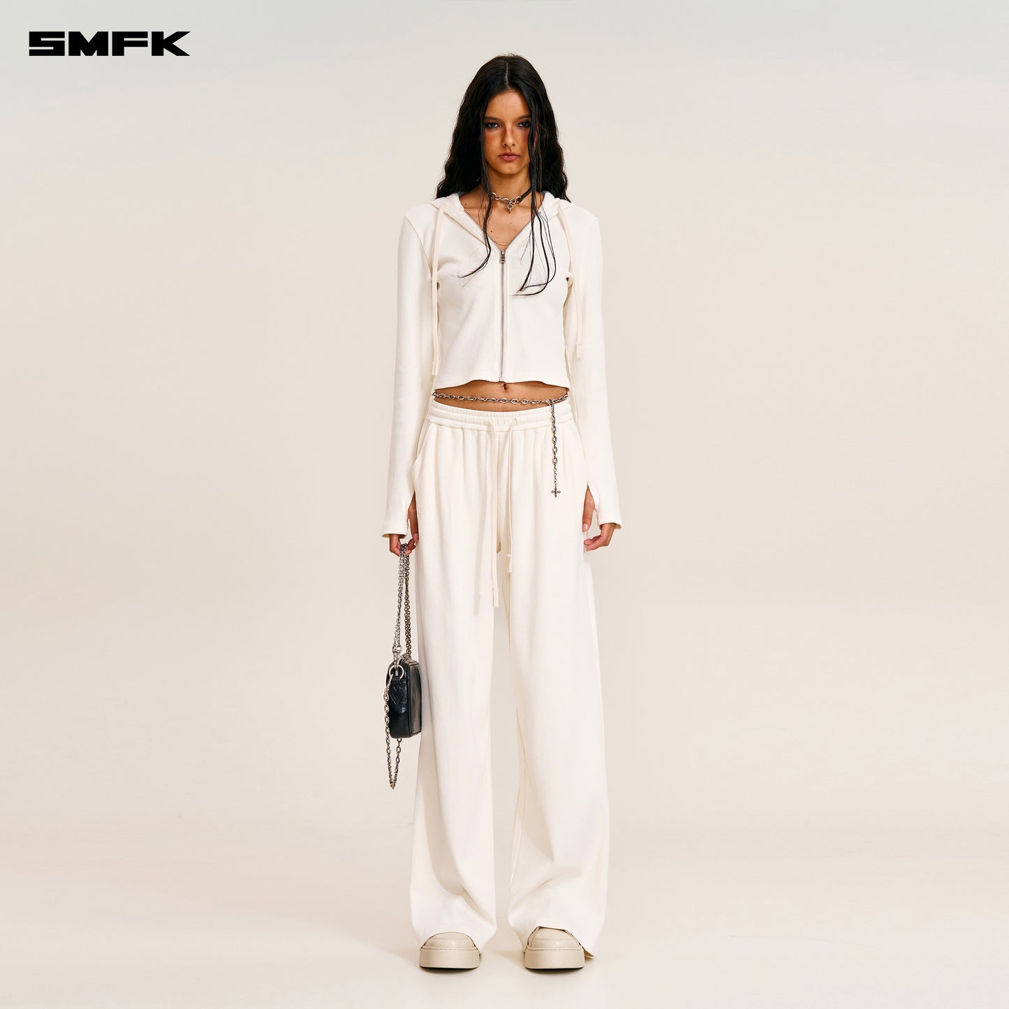 VINTAGE-SAVAGE STRAIGHT SPORTS PANTS/FADE DYE Alpine White