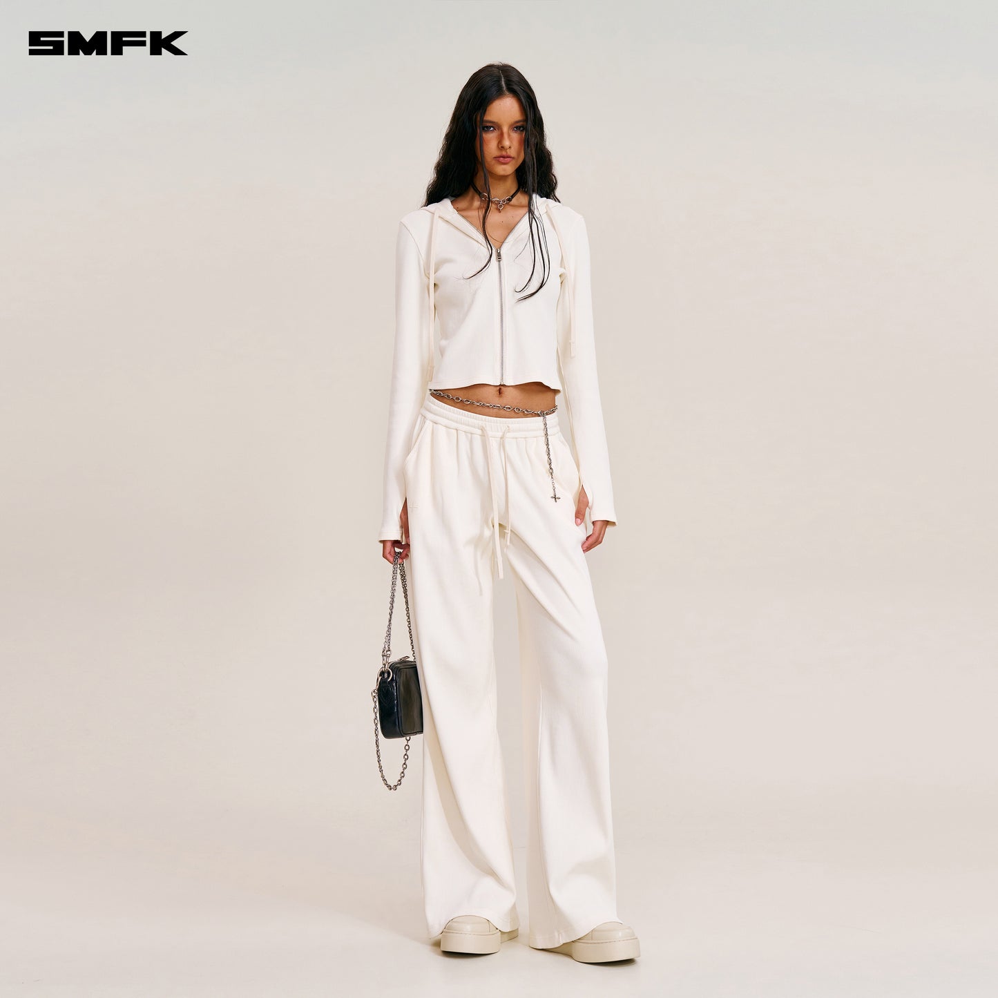 VINTAGE-SAVAGE STRAIGHT SPORTS PANTS/FADE DYE Alpine White