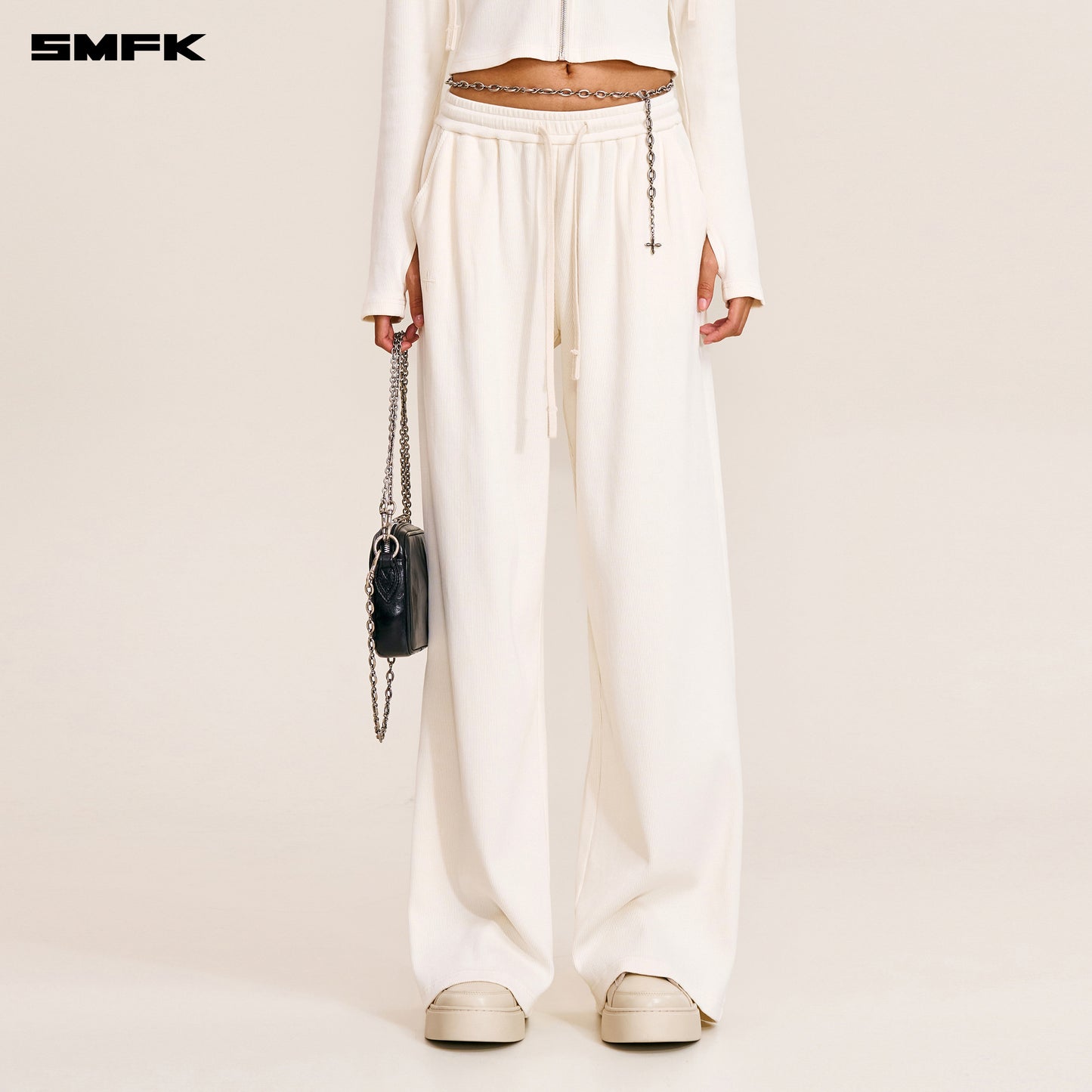 VINTAGE-SAVAGE STRAIGHT SPORTS PANTS/FADE DYE Alpine White