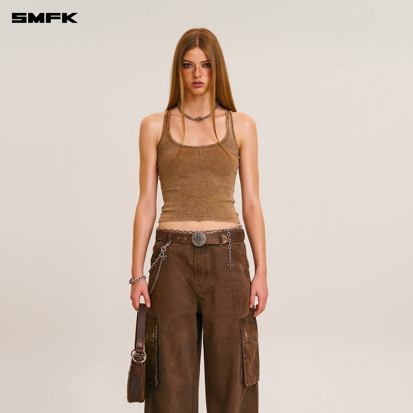 RAGE-WILD ORIGIN HANDCRAFT LOOSE STRAIGHT CARGO PANTS/GARMENT DYED Shadow Brown