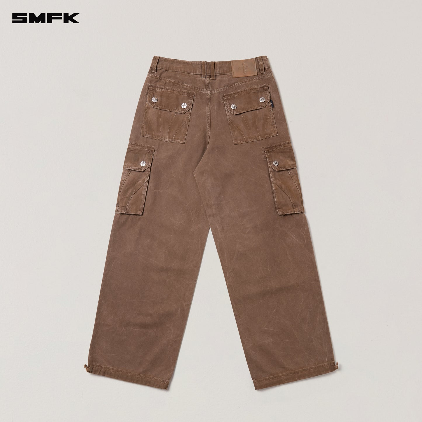 RAGE-WILD ORIGIN HANDCRAFT LOOSE STRAIGHT CARGO PANTS/GARMENT DYED Shadow Brown