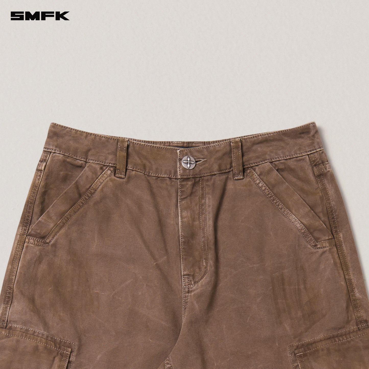 RAGE-WILD ORIGIN HANDCRAFT LOOSE STRAIGHT CARGO PANTS/GARMENT DYED Shadow Brown