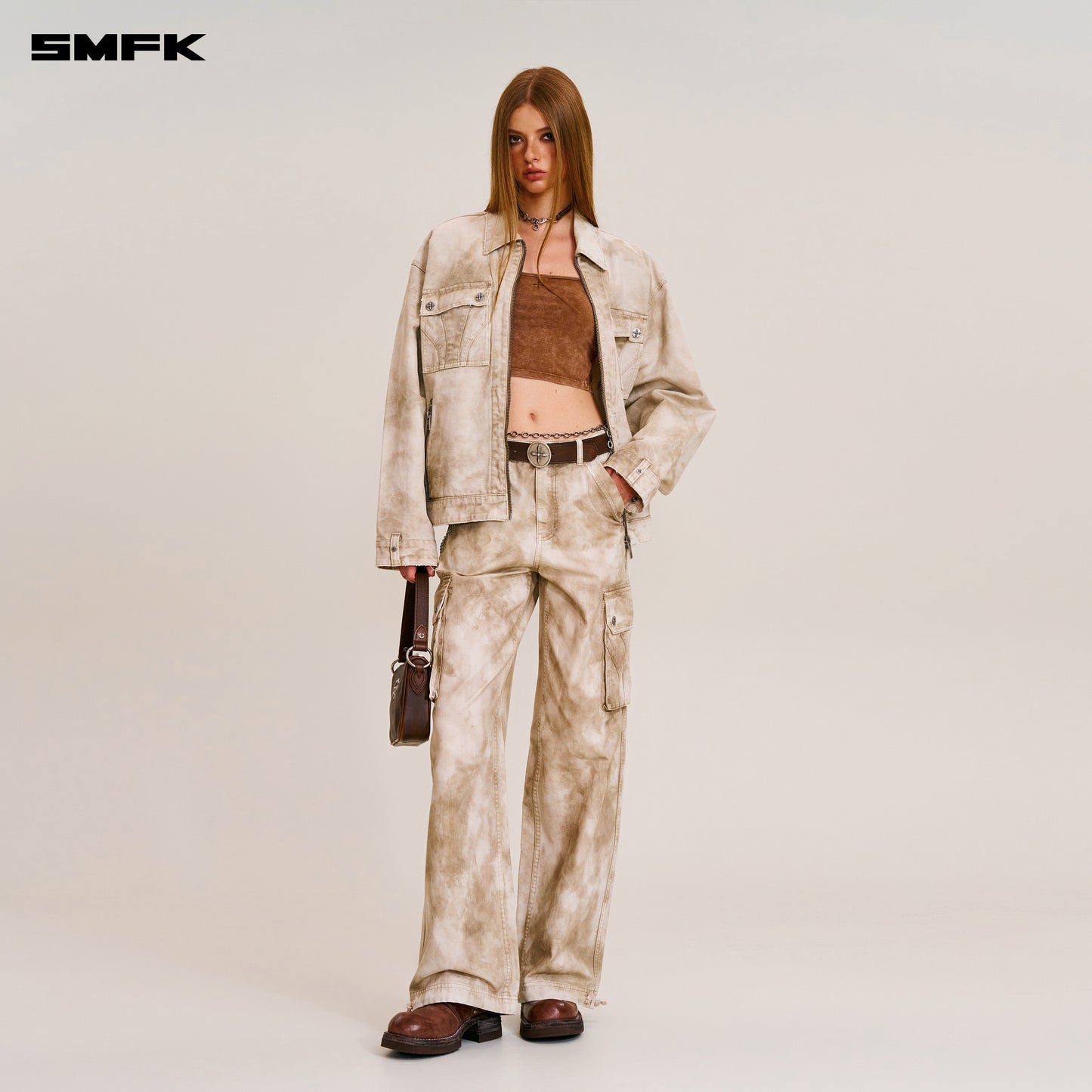 RAGE-WILD ORIGIN HANDCRAFT LOOSE STRAIGHT CARGO PANTS/GARMENT DYED Wild Brown